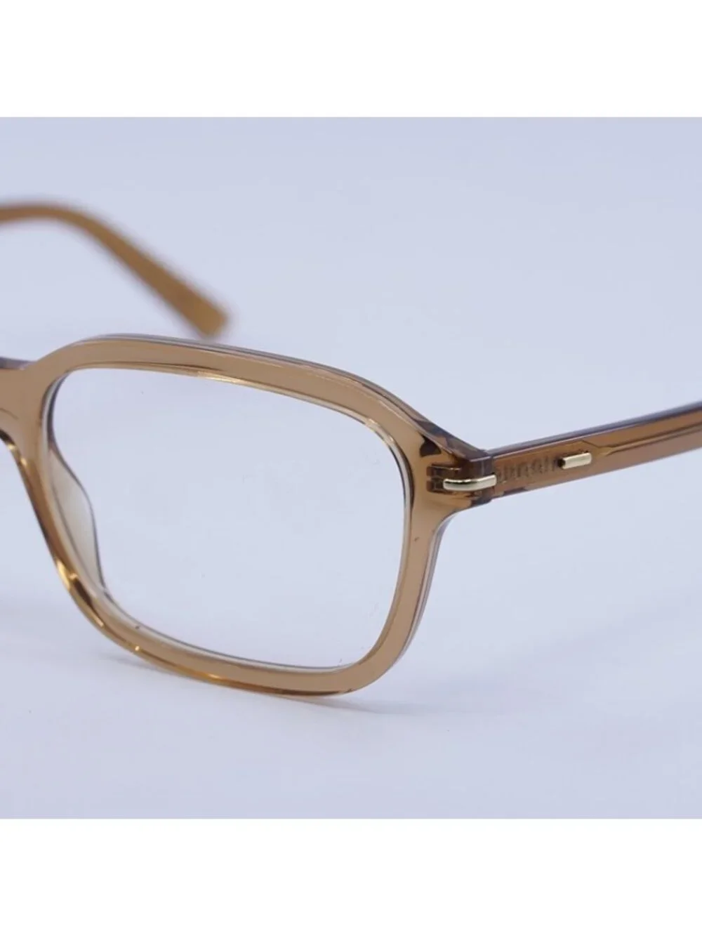 Gucci GG1446O 004 Eyeglasses Transparent Brown 56mm Rectangle Frame